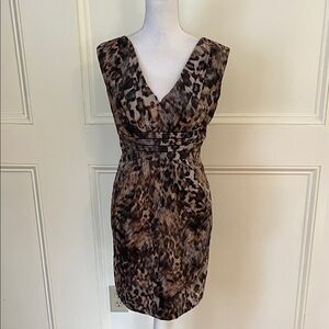 Suzi Chin Leopard Print Sleeveless Mini Dress